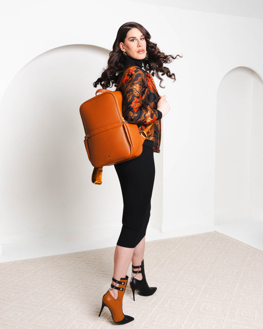 Audace Brown 3-in-1 Recycled Vegan Leather Backpack